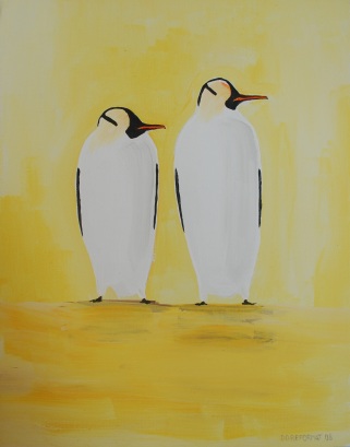 "Dos Penguinos". 11" x 14". Acrylic on canvas. 2008.
