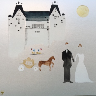 "An Invitation to Wedding at The Plaza". 6" x 6". Acrylic on paper.